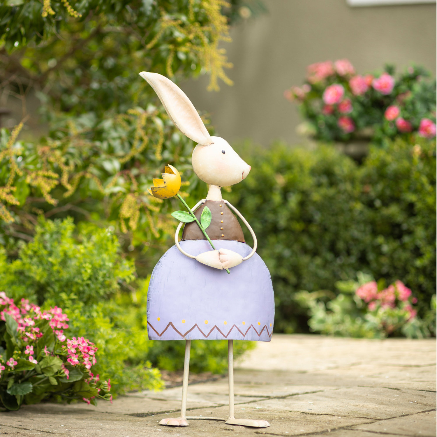 Rosalind Wheeler Brejae Bunny / Rabbit Metal Garden Statue - Wayfair Canada