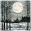 Full Moon Winter Landscape Bedding Moon Bedspread Nature-125233302