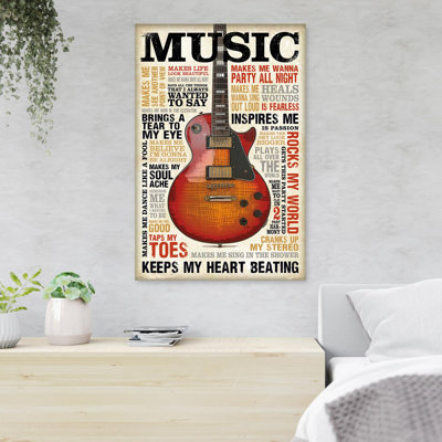 Guitar And Words Music Makes Me See Another Point Of View 1 Piece Rectangle Graphic Art Print On Wrapped Canvas