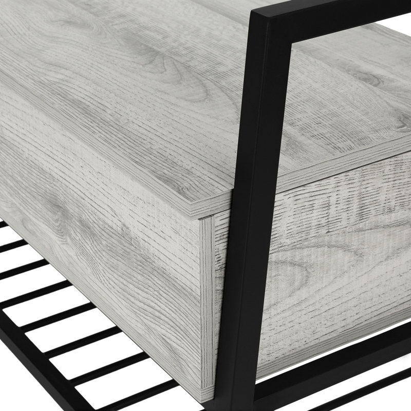 Banc, entrée, couloir, rangement, 42 po rectangulaire, stratifié gris, métal noir, contemporain, moderne, Gris