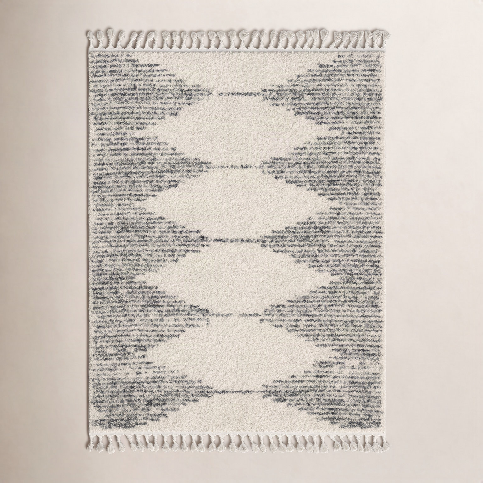 Carnahan Off White Charcoal Moroccan Shag Rug, Square 7'10"