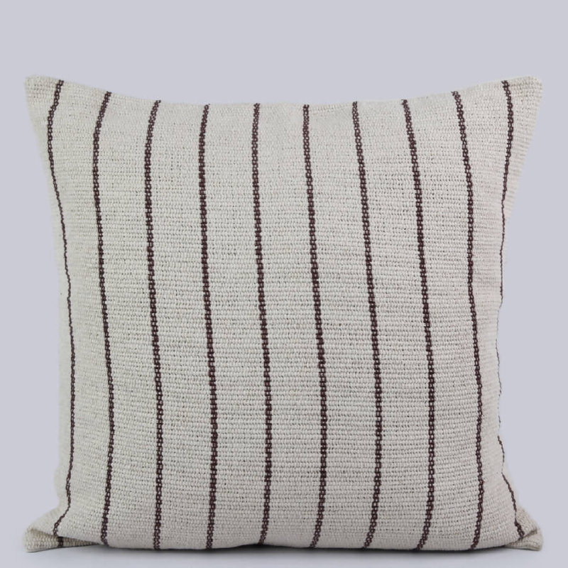 Houndstooth Woven Pillow, Beige Striped