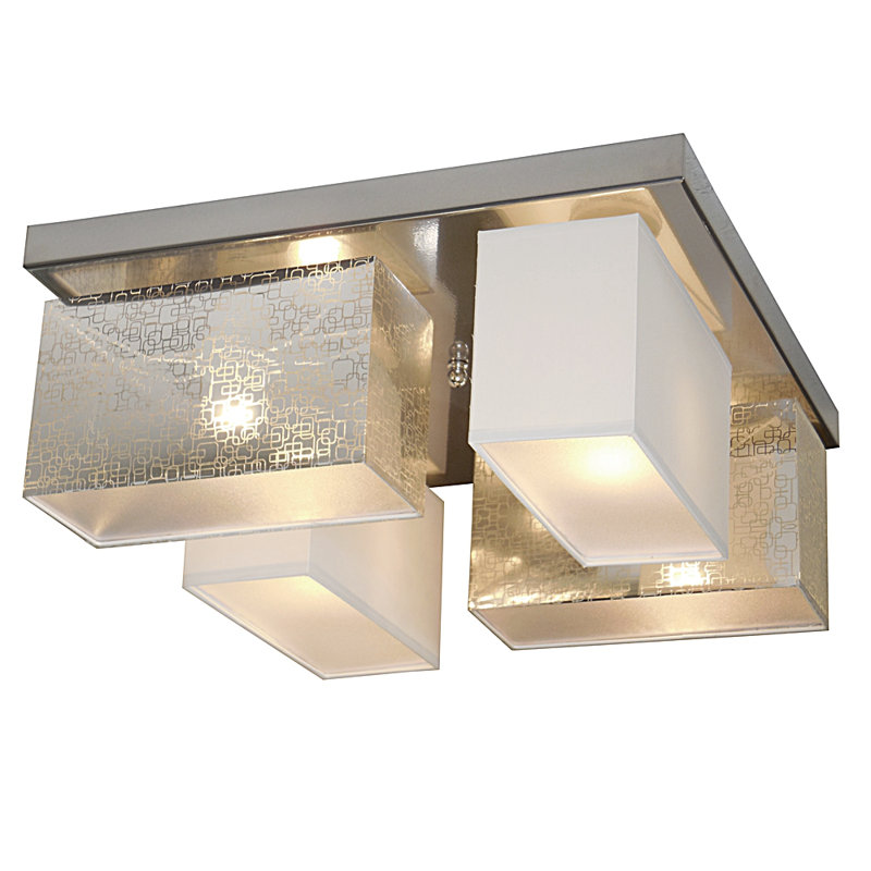 Eris-004 Fabric Flush Mount, Silver/White