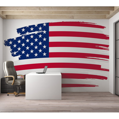 Premium Wallpaper Wall Mural - American Flag Brush Strokes