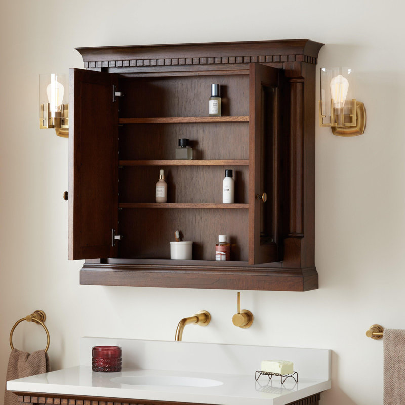Claudia 34" Framed Double Door Medicine Cabinet, Antique Coffee