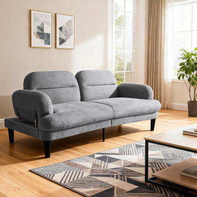 Convertible Sherpa Sofa Bed With Adjustable Backrest – Plush 2-In-1 Couch For Living Room & Bedroom by Dakota Fields