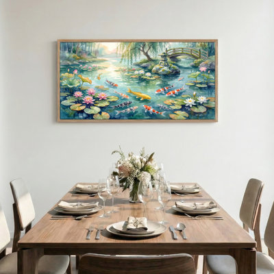 Koi Pond, reproduction d'art sur toile encadrée de 1 x 58 x 28 pouces