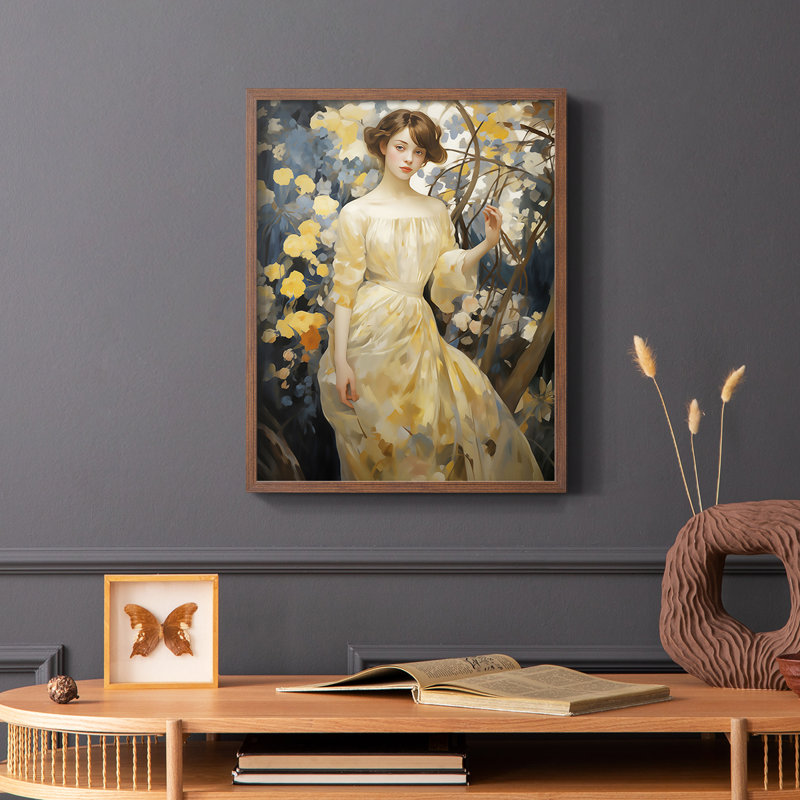 WOMEN Series DLxxxi - reproduction encadrée de qualité supérieure - prête à être accrochée - aucun clou requis, Noyer