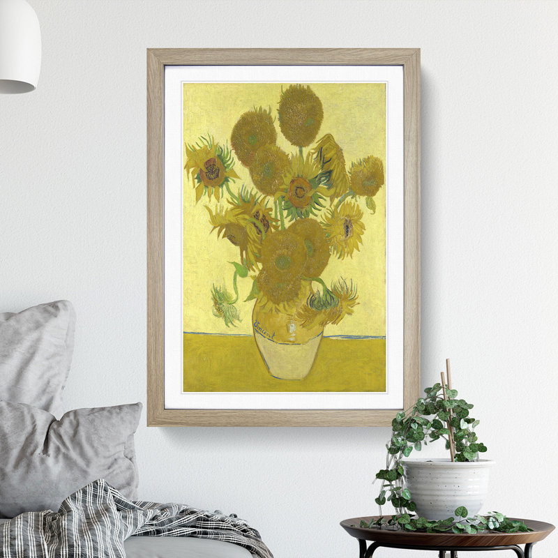 The Sunflowers by Vincent Van Gogh - Framed Print, 36cm H x 27cm W x 2cm D, Oak Framed