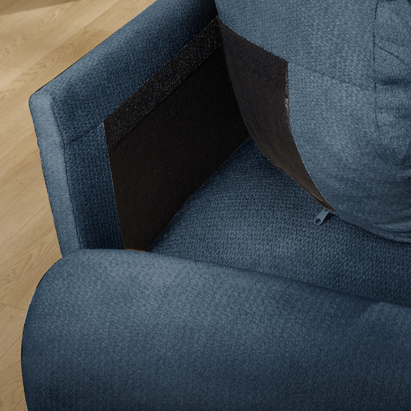 Canapé 2 places avec 2 poufs, revêtement en chenille douce, style moderne, idéal pour le salon ou un appartement., Bleu