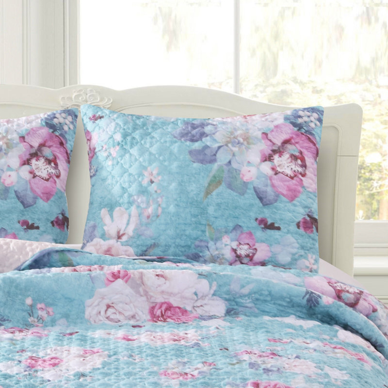 Greenland Home Fasions Avril Turquoise Blue Standard Sham, 20x26, Standard