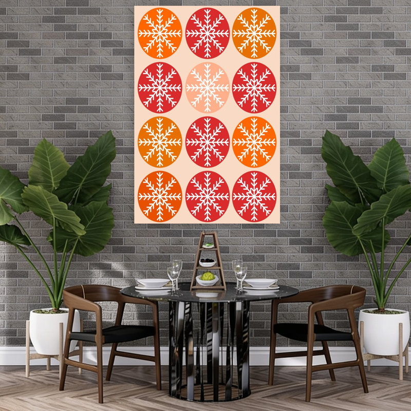 Holiday Snowflake Pattern Geometric Modern Retro Winter Wall Art Print 1 Piece Wrapped Canvas Wall Art, 152.4cm H x 101.6cm W