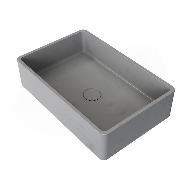 19.68'' Concrete Vessel Rectangular Modern Gray Bathroom Sink, Gray