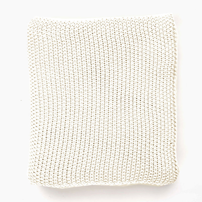 Moss Knitted Throw Blanket, Natural