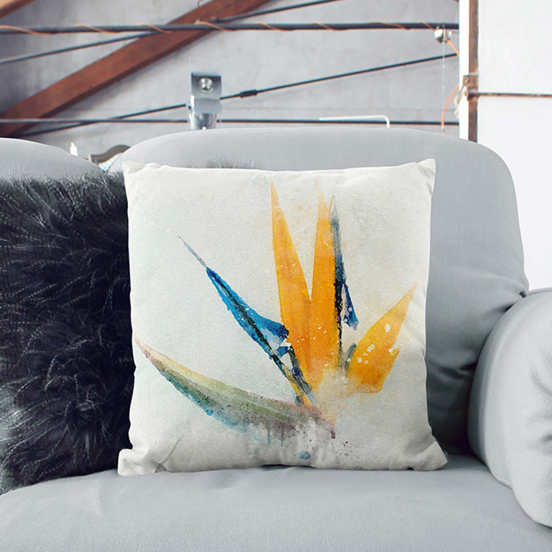 Bird of Paradise Flower in Abstract Scatter Cushion with Filling