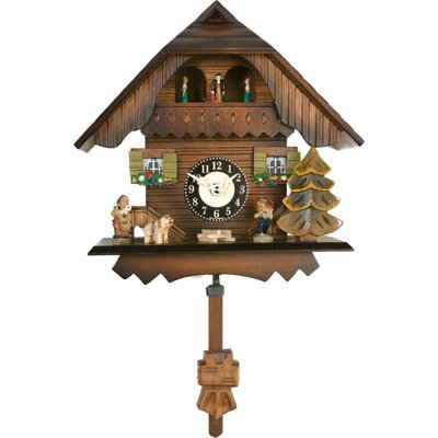  Painted Chalet Quartz Clock 7" H Dancers with Westminster or Cuckoo