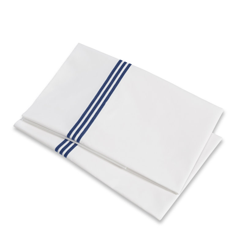 Platinum Pillow Case, White/Dark Blue, King Pillowcase