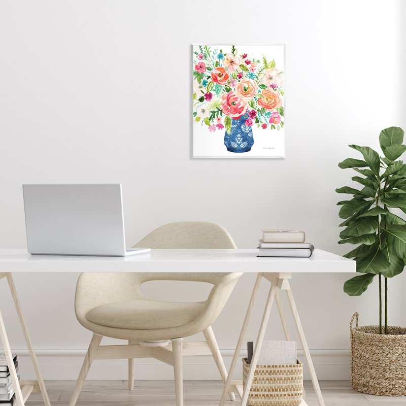 «Sunny Chinoiserie Pink Bouquet», plaque murale, design par Carol Robinson