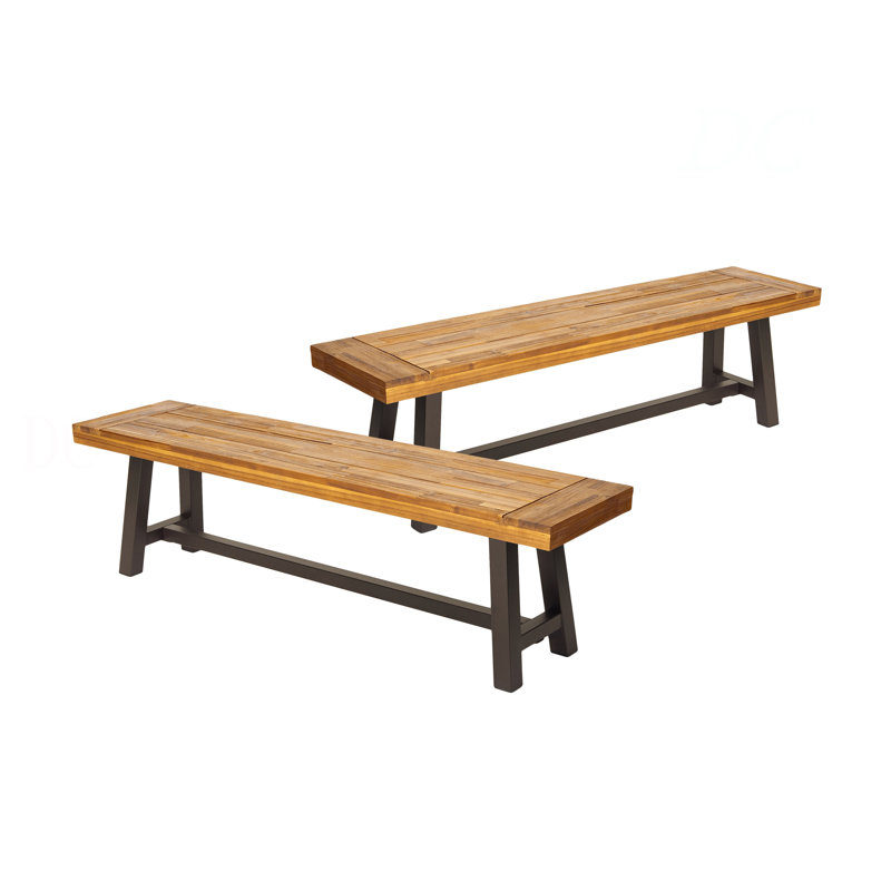 Bancs d'extérieur Carlisle, brun sablé + métal rustique (ensemble de 2)