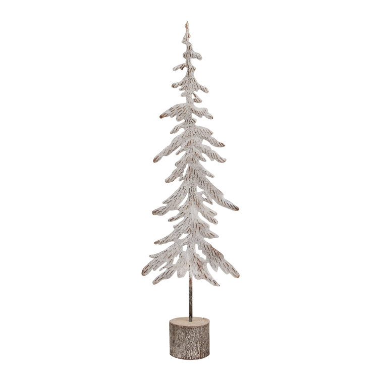 Large White Washed Metal Christmas Tree 24” H x 7.25” W x 3.25” D