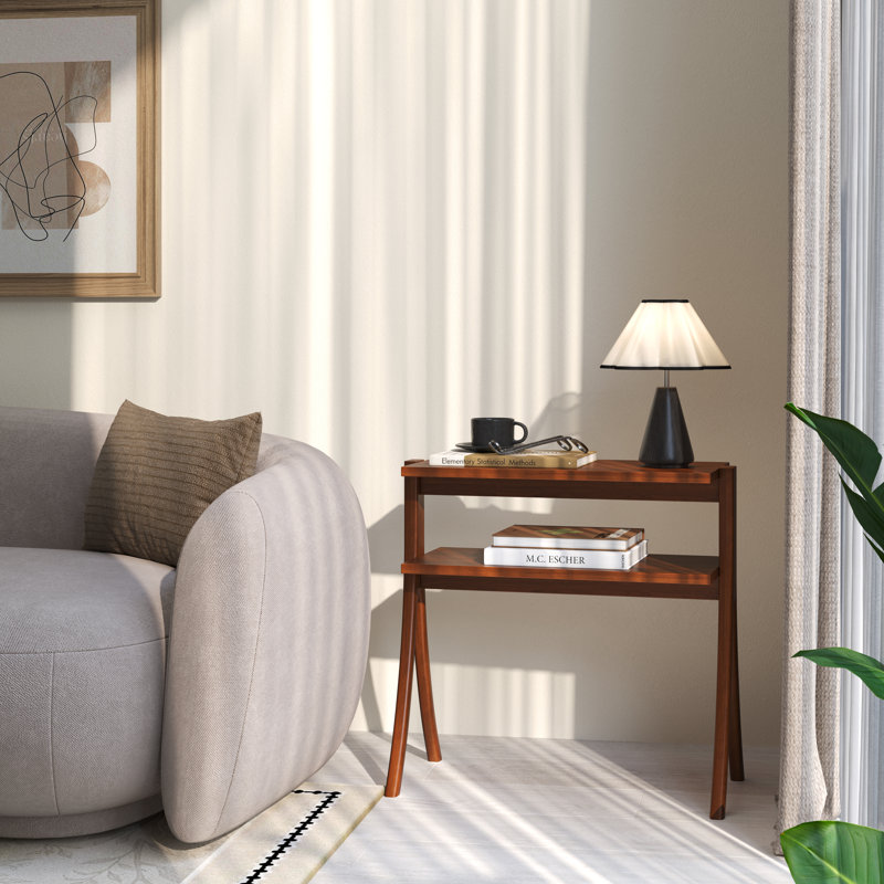 2 Tier Solid Wood Side Table