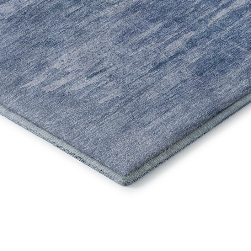 Tapis bleu Prisco lavable à la machine de qualité supérieure, Rectangle 5 pi x 7 pi 6 po