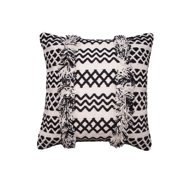 Harlow Woven Square Throw Pillow, Black
