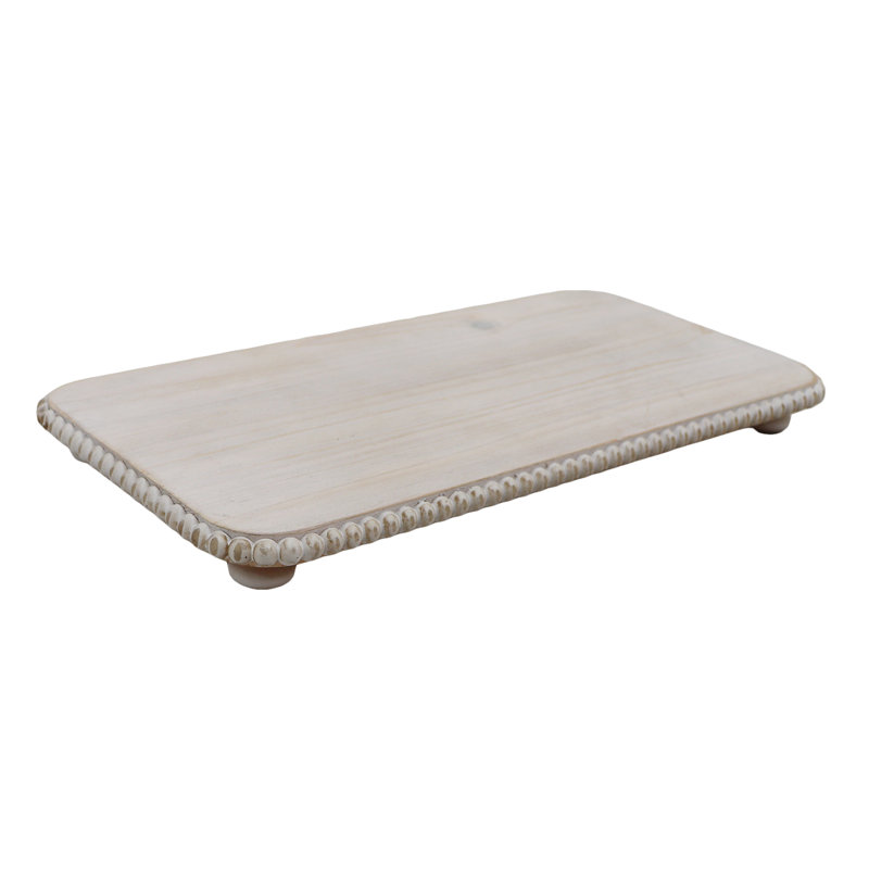 Montant de table blanc perlé en bois perlé, H 8,50 po x L 18,38 po x P 1,63 po