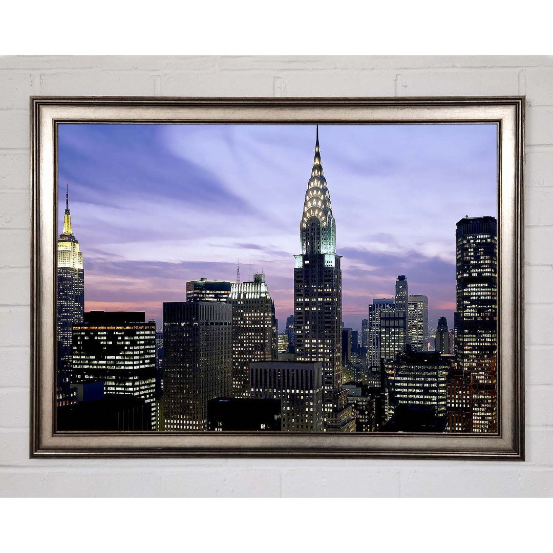 NYC Empire State Building Lilac Sky - Einzelner Bilderrahmen Kunstdrucke