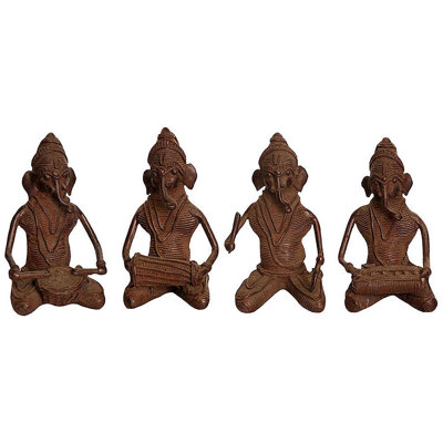 Ensemble de 3 statues tribales Ganeshas