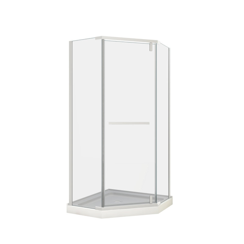 Rotating Shower Door, 34.75“ X 72” Frameless New Angle Rotating Shower Enclosure, Matte White