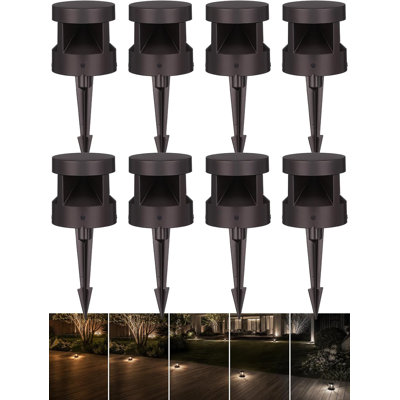 8W Low Voltage 5CCT LED Pathway & Deck Light, 11" Low-Profile Cylinder Landscape Light, Anti-Glare