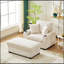 Chaise longue surdimensionnée avec repose-pieds et rangement, revêtement en velours côtelé confortable, porte-gobelet, support pour téléphone et port USB pour le salon et la chambre à coucher-1275222993