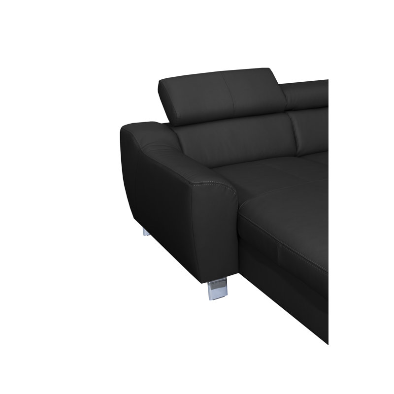 Raedynn Faux Leather Large Corner Sofa with Sleeping Function and Storage Box with Adjustable Headrests , Right Hand Return