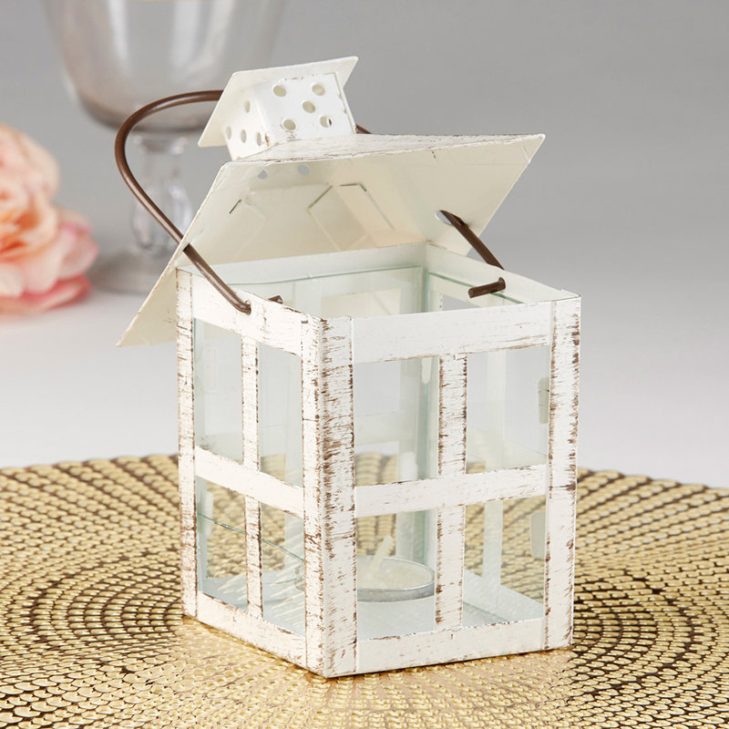 Tabletop Lantern, 2.5" W x 2.5" D x 6.7" H, White