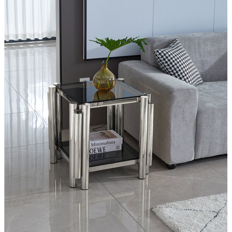 Table de bout Allysah, Argent, Noir
