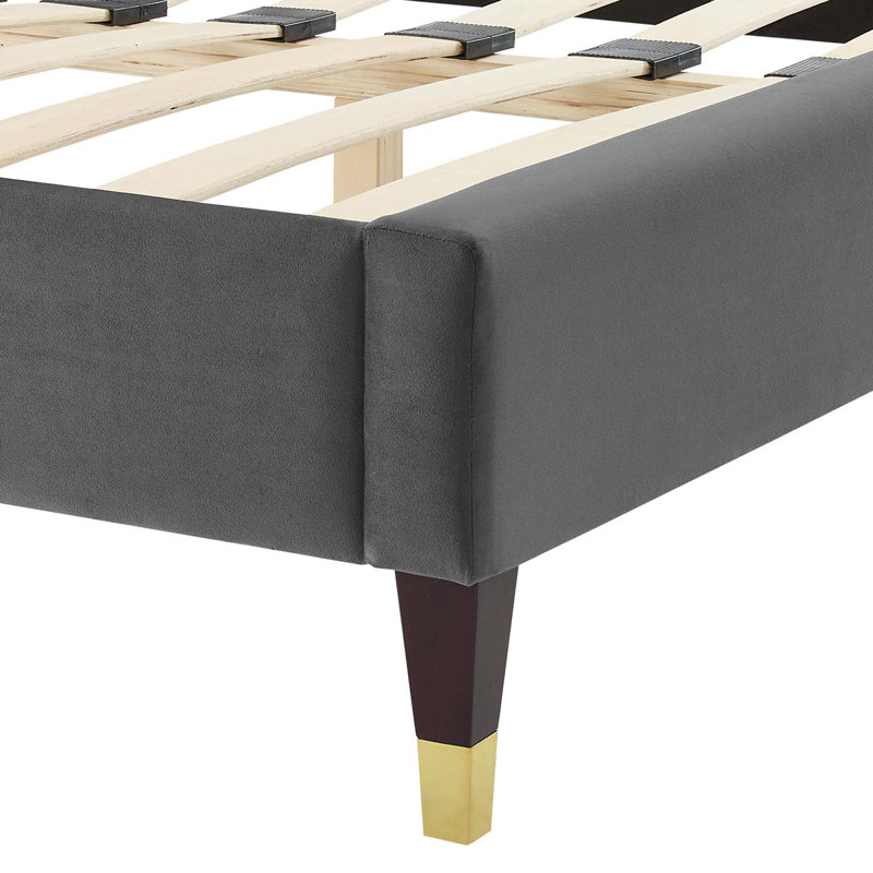 Modway Aviana Performance Velvet Bed, Charcoal, Queen