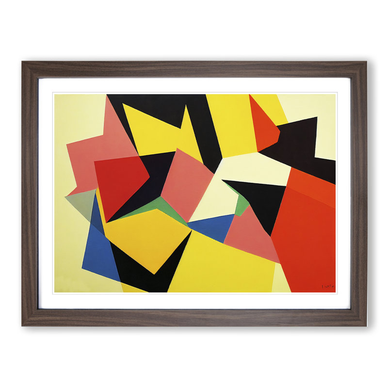 Magnificent Modern Abstract 1 Piece Single Picture Frame Wall Art, 46cm H x 64cm W x 2cm D, Walnut