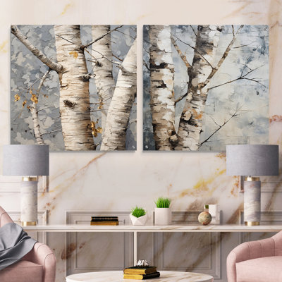 Grey Minimalism Sycamores Tree Shade I - Tree Sycamore Acrylic Wall Art Glass Set Of 2
