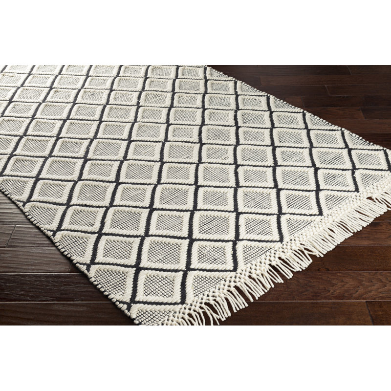 Dulvert Geometric Wool Gray Area Rug, Rectangle 8' x 10'