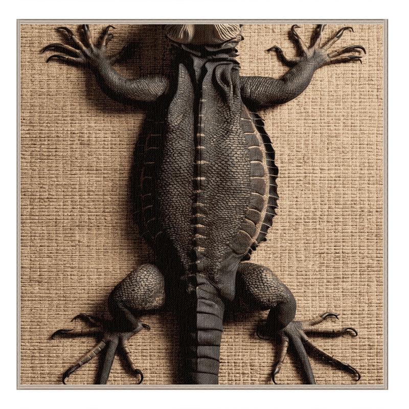 Washable Monitor Lizard Wildlife Area Rug, Square 4'
