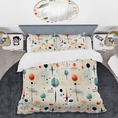 Ensemble de housse de couette Beige Retro Modern Sphere Matrix I