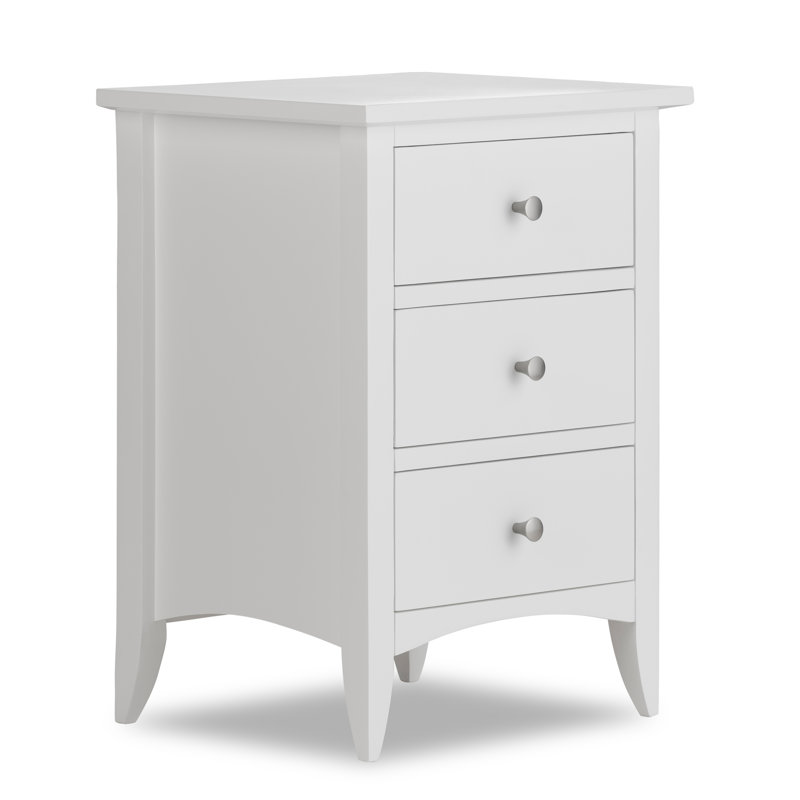 45 cm W Solid Wood Bedside Table, White