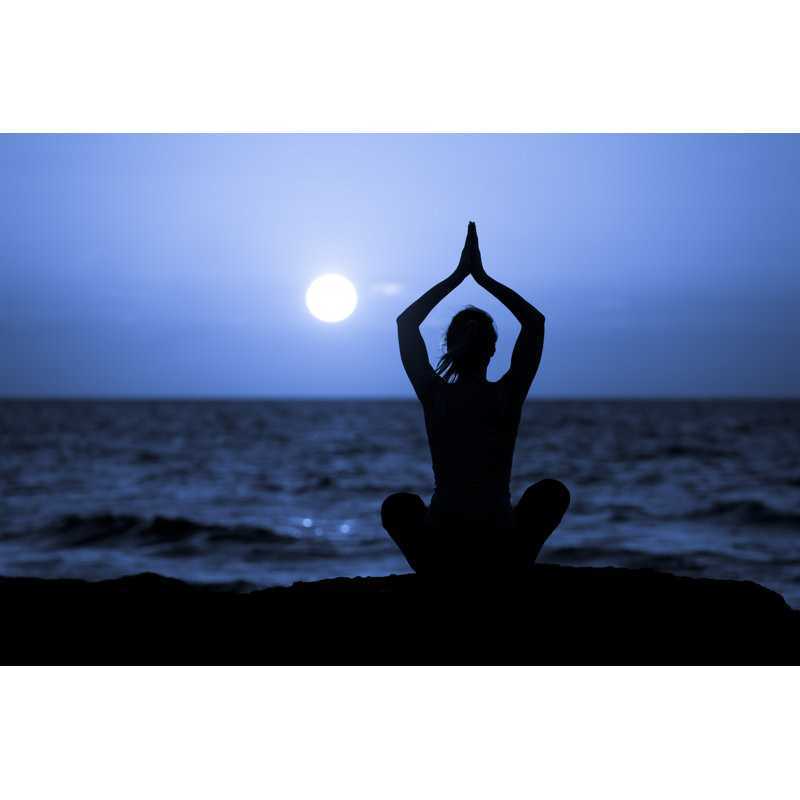 Silhouette of Young Woman Doing Yoga, 30cm H x 46cm W