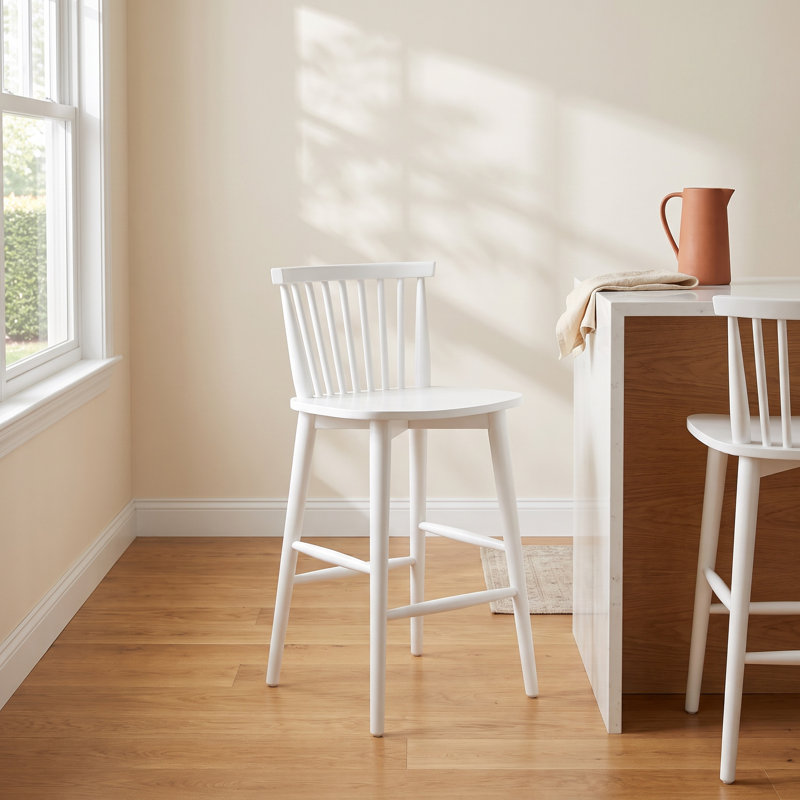 Girona Solid Wood Counter Stool, White
