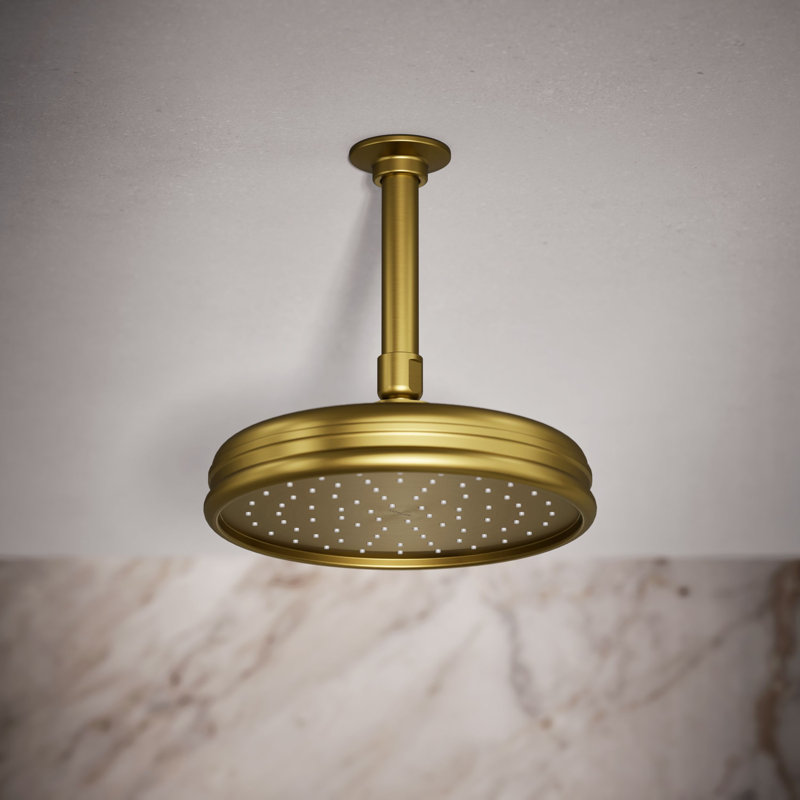 Traditional Rain Shower Head, Vibrant Brushed Gold