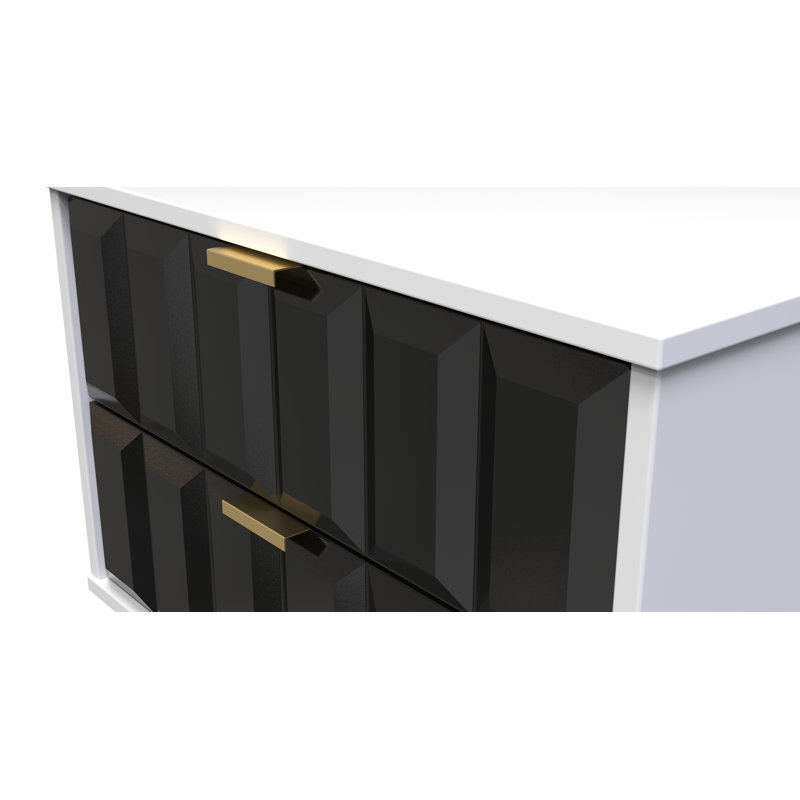 Allem 2 Drawer Midi Chest (Ready Assembled), Deep Black/White