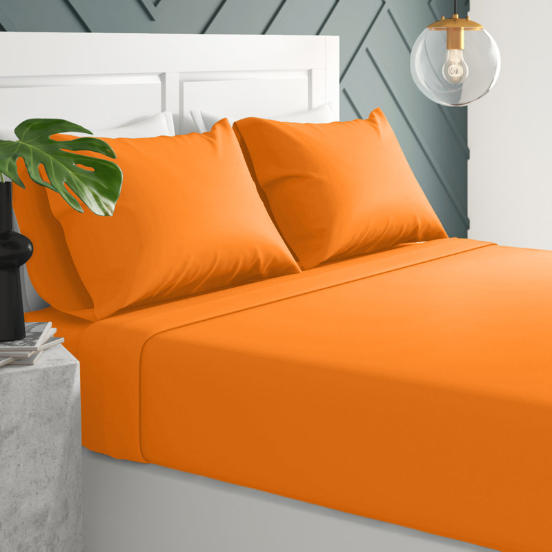  1500 Thread Count Microfiber Sheet Set, Elite Orange, King