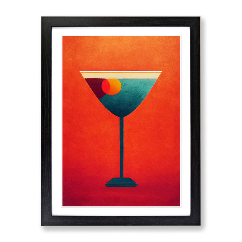 Simple Cocktail - Single Picture Frame Print, Black, 46cm H x 34cm W x 2cm D
