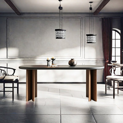 Simple ash solid wood dining table